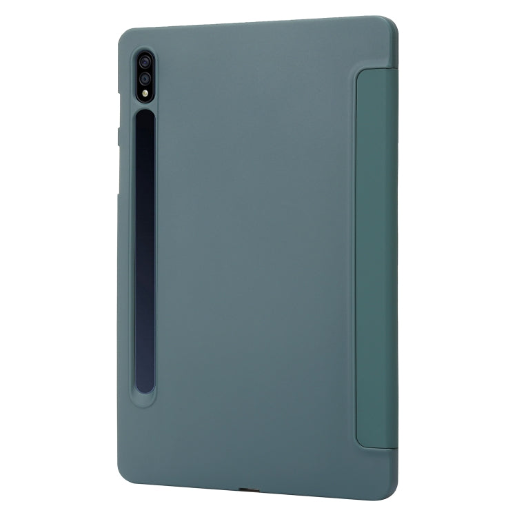 For Samsung Galaxy Tab S9+ / S10+ 3-Fold Holder Silicone Leather Tablet Case(Dark Green) by bashfashion