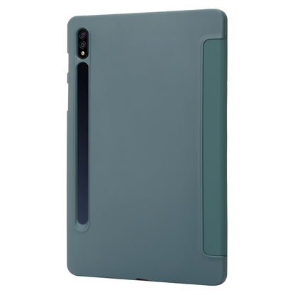 For Samsung Galaxy Tab S9+ / S10+ 3-Fold Holder Silicone Leather Tablet Case(Dark Green) by bashfashion