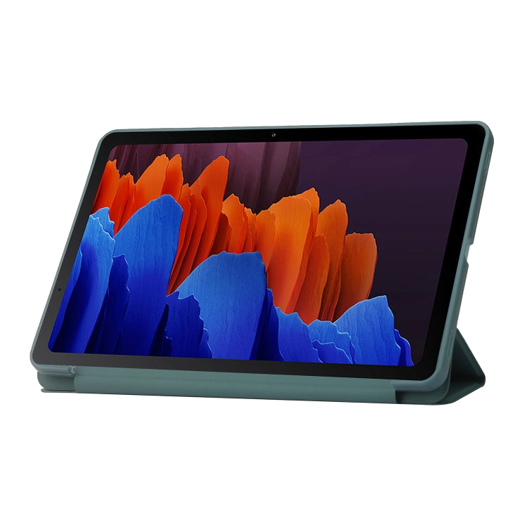 For Samsung Galaxy Tab S9+ / S10+ 3-Fold Holder Silicone Leather Tablet Case(Dark Green) by bashfashion