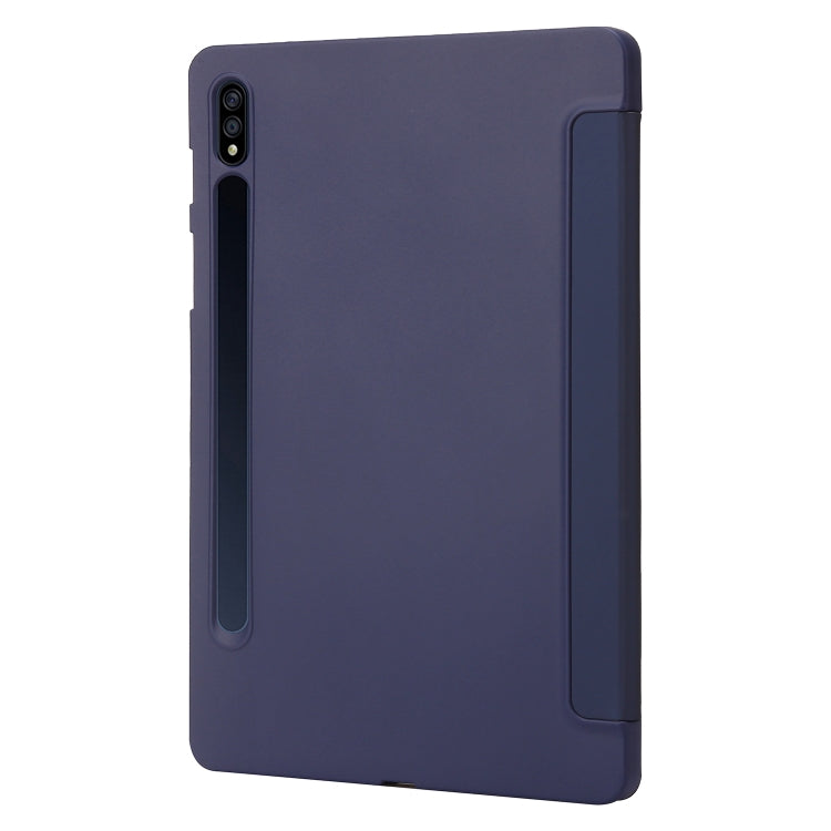 For Samsung Galaxy Tab S9+ / S10+ 3-Fold Holder Silicone Leather Tablet Case(Dark Blue) by bashfashion