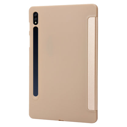 For Samsung Galaxy Tab S10 FE / S9 FE / S9 3-Fold Holder Silicone Leather Tablet Case(Gold) by bashfashion