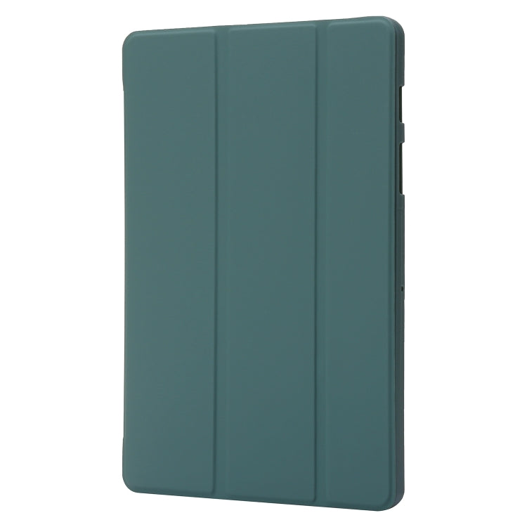 For Samsung Galaxy Tab S10 FE / S9 FE / S9 3-Fold Holder Silicone Leather Tablet Case(Dark Green) by bashfashion