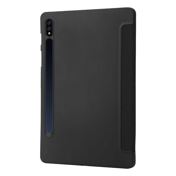 For Samsung Galaxy Tab S10 FE / S9 FE / S9 3-Fold Holder Silicone Leather Tablet Case(Black) by bashfashion