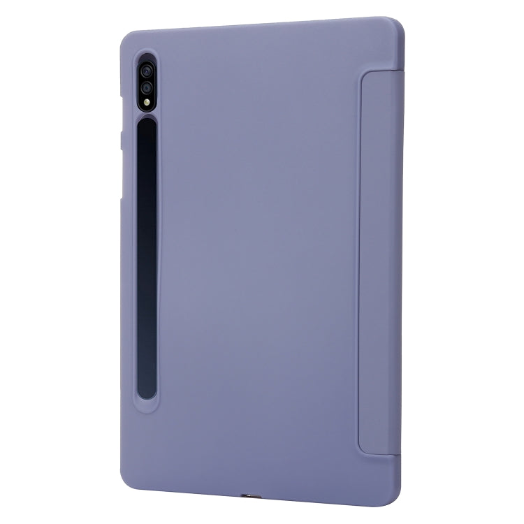 For Samsung Galaxy Tab S10 FE / S9 FE / S9 3-Fold Holder Silicone Leather Tablet Case(Purple) by bashfashion