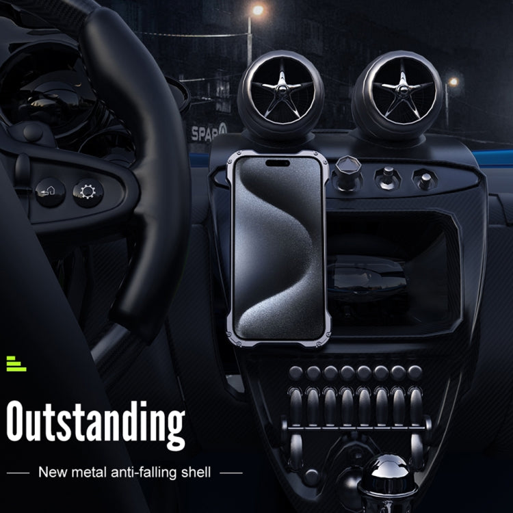 For iPhone 15 Plus R-JUST RJ51 Hollow MagSafe Magnetic Metal Phone Case(Space Grey) by R-JUST