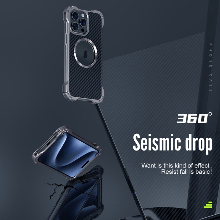 For iPhone 16 Plus R-JUST RJ51 Hollow MagSafe Magnetic Metal Phone Case(Space Grey) by R-JUST