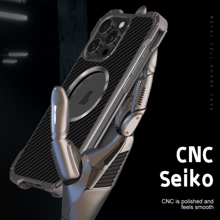 For iPhone 15 Pro Max R-JUST RJ51 Hollow MagSafe Magnetic Metal Phone Case(Space Grey) by R-JUST