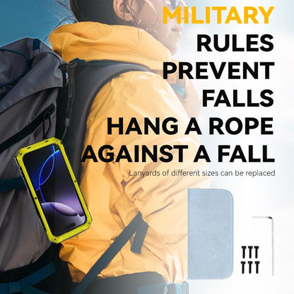 For iPhone 17 Pro Max R-JUST Metal + Silicone + Tempered Glass Life Waterproof Phone Case with Holder(Yellow) by R-JUST