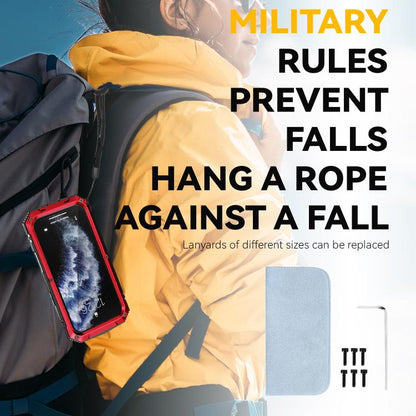 For iPhone Air R-JUST Metal + Silicone + Tempered Glass Life Waterproof Phone Case with Holder(Red) by R-JUST