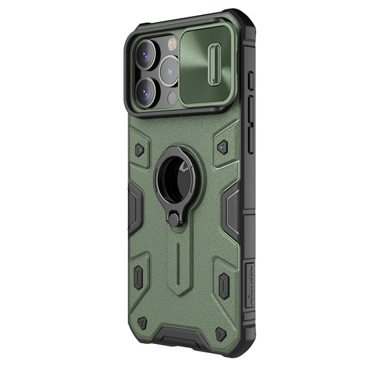 For iPhone 15 Pro NILLKIN Shockproof CamShield Armor Protective Case with Invisible Ring Holder(Green) by NILLKIN