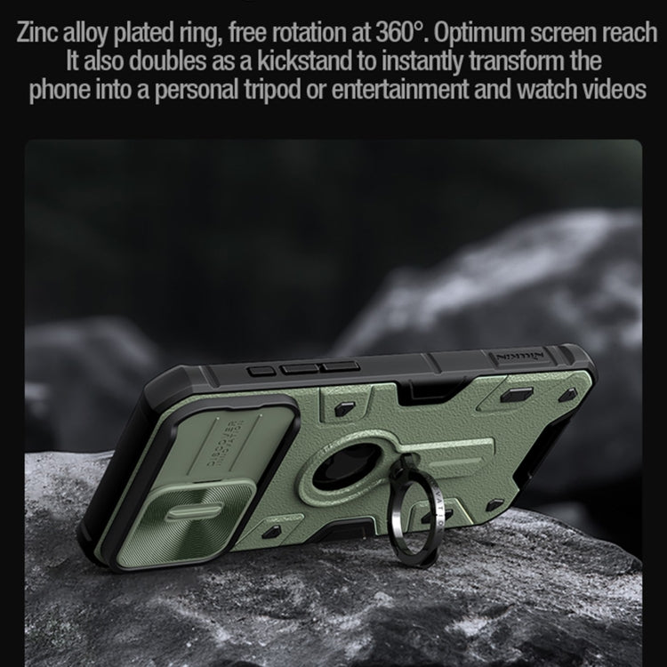 For iPhone 15 Pro NILLKIN Shockproof CamShield Armor Protective Case with Invisible Ring Holder(Green) by NILLKIN