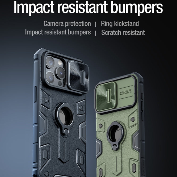 For iPhone 15 Pro NILLKIN Shockproof CamShield Armor Protective Case with Invisible Ring Holder(Green) by NILLKIN