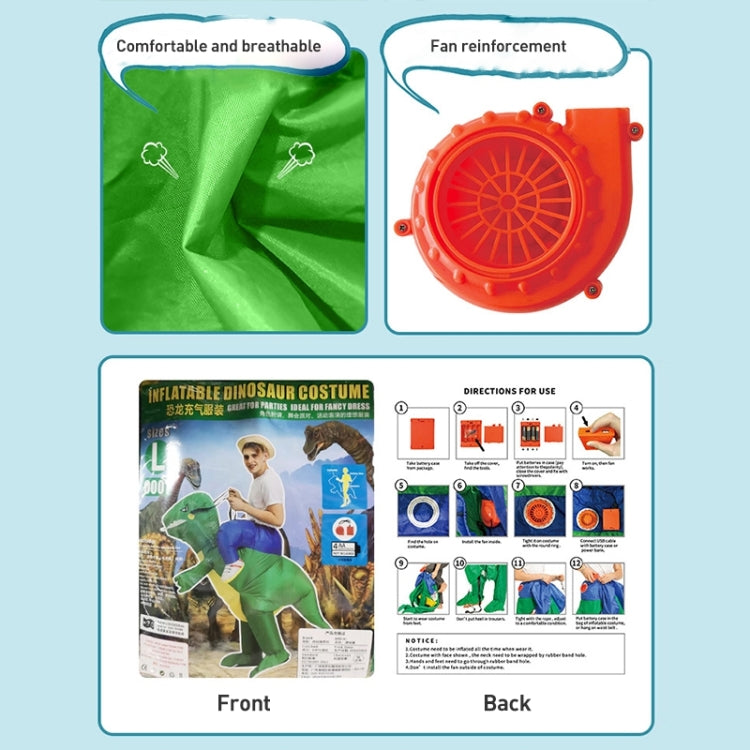 Halloween Dinosaur Inflatable Clothes Polyester 3D Cartoon Doll Clothing, Size:S(80-120cm)(Green Dinosaur) by bashfashion