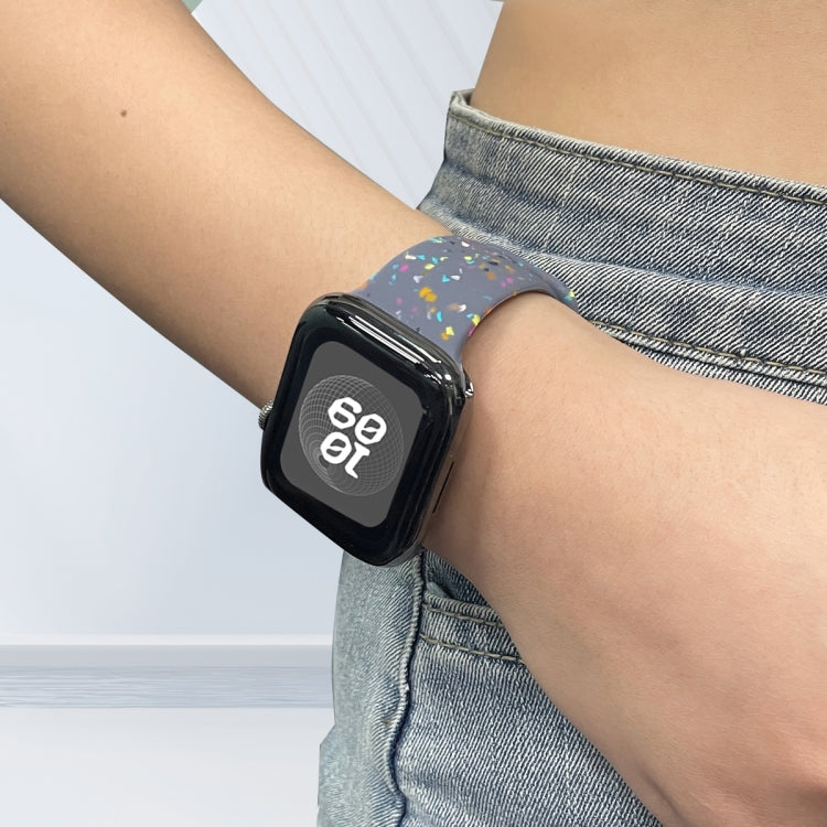 For Apple Watch Ultra 2 49mm Floral Silicone Watch Band(Grey) by bashfashion