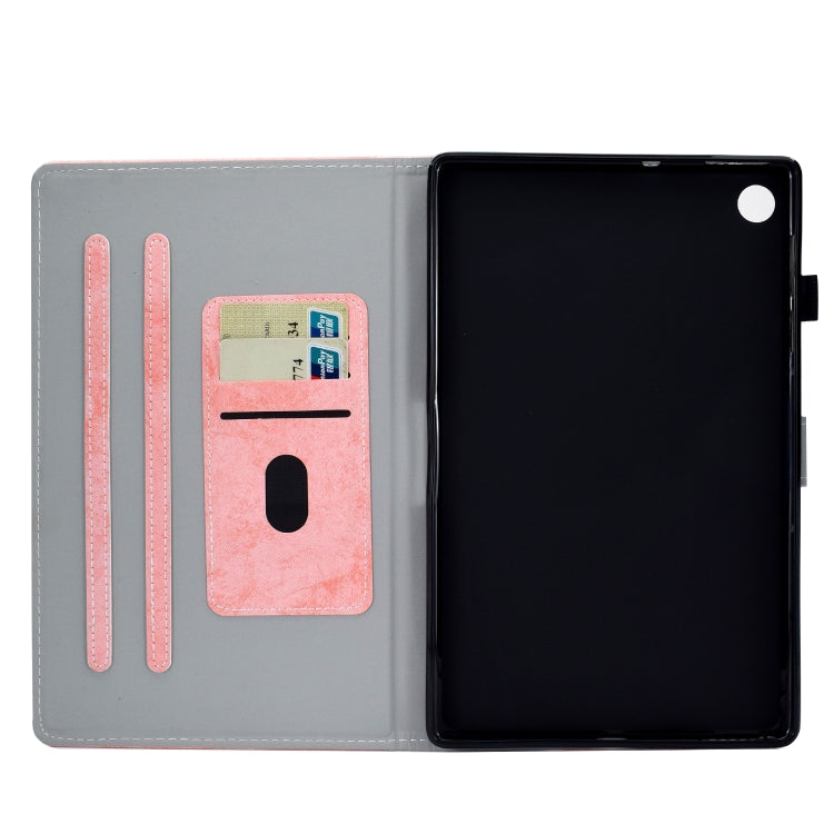 For Samsung Galaxy Tab A11 / A9 Marble Style Cloth Texture Smart Leather Tablet Case(Pink) by bashfashion