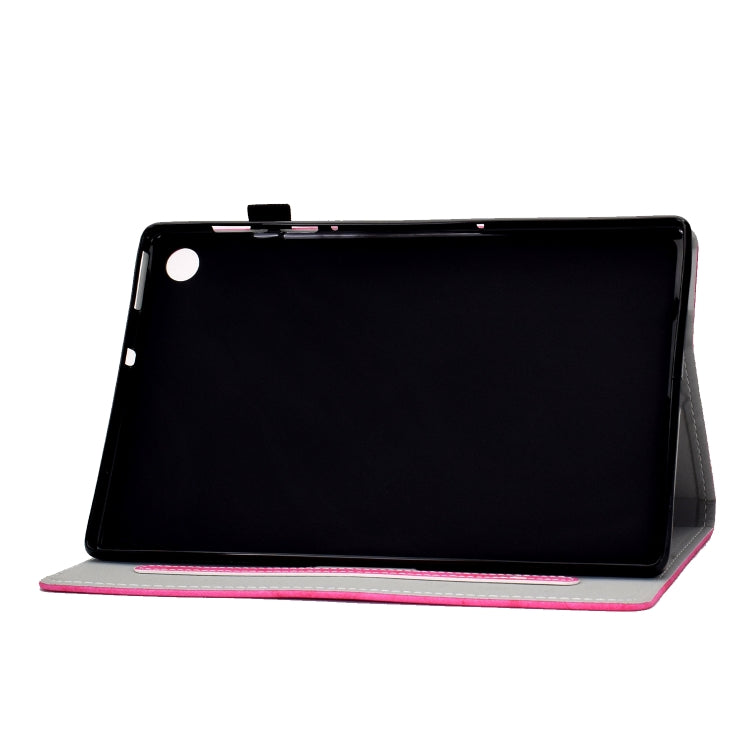 For Samsung Galaxy Tab A11 / A9 Marble Style Cloth Texture Smart Leather Tablet Case(Rose Red) by bashfashion