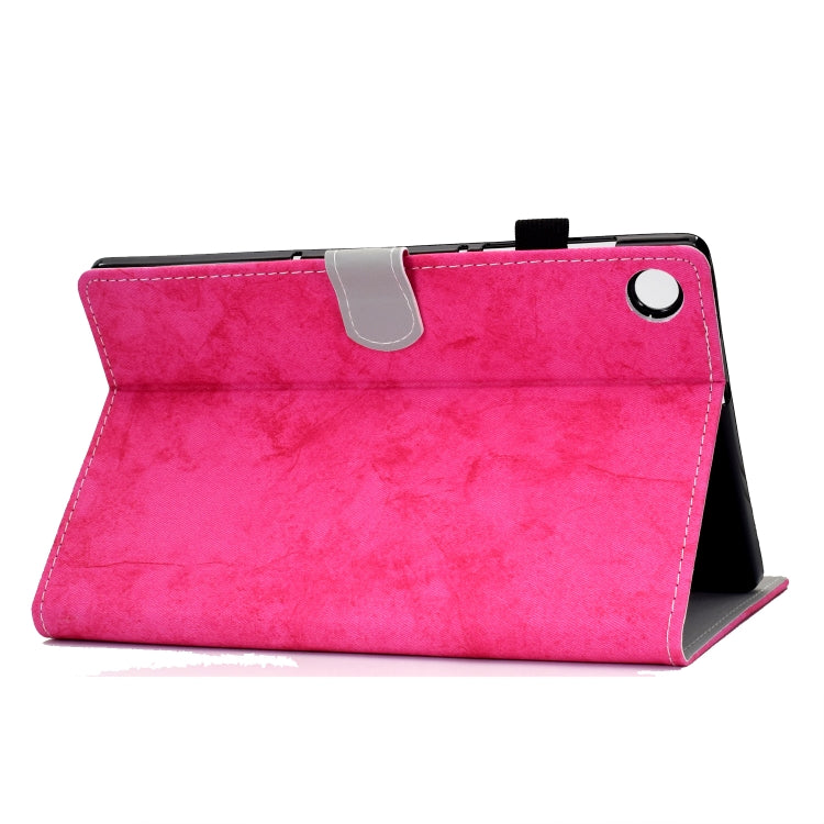 For Samsung Galaxy Tab A11 / A9 Marble Style Cloth Texture Smart Leather Tablet Case(Rose Red) by bashfashion