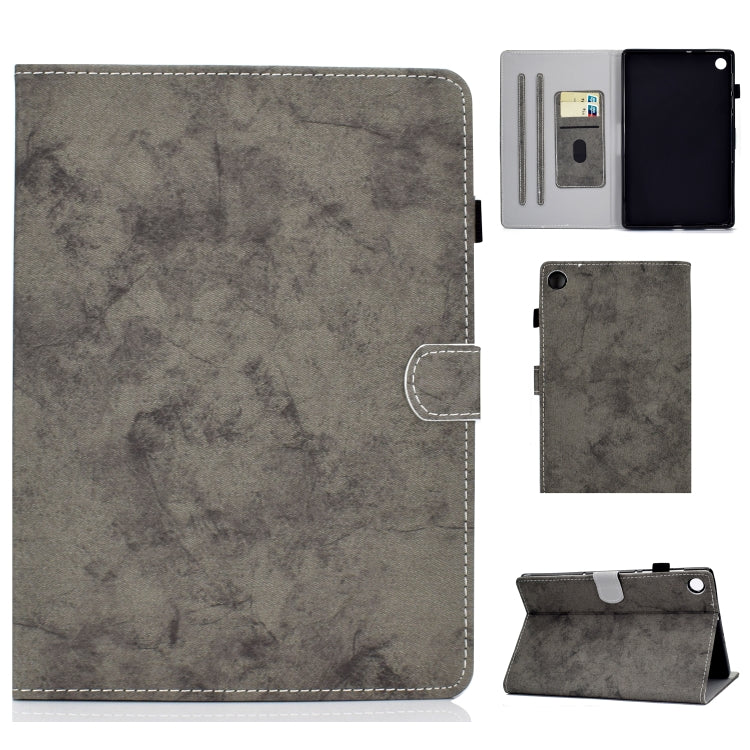 For Samsung Galaxy Tab A11 / A9 Marble Style Cloth Texture Smart Leather Tablet Case(Grey) by bashfashion