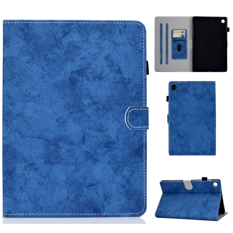 For Samsung Galaxy Tab A11 / A9 Marble Style Cloth Texture Smart Leather Tablet Case(Blue) by bashfashion