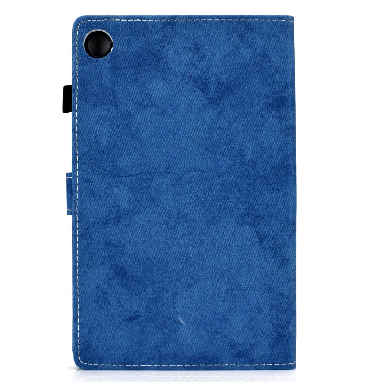 For Samsung Galaxy Tab A11 / A9 Marble Style Cloth Texture Smart Leather Tablet Case(Blue) by bashfashion