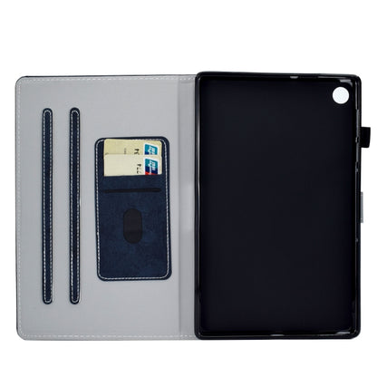 For Samsung Galaxy Tab A11 / A9 Marble Style Cloth Texture Smart Leather Tablet Case(Dark Blue) by bashfashion