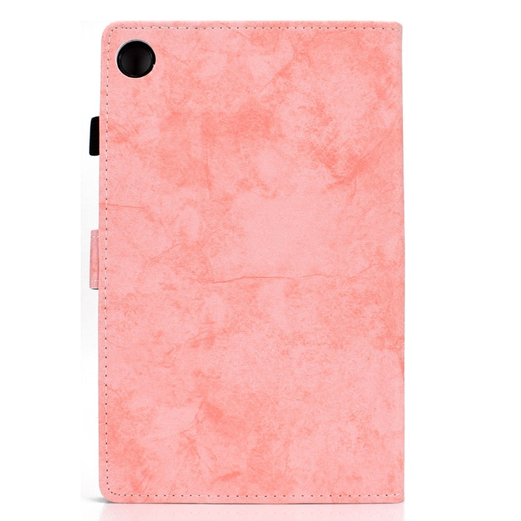 For Samsung Galaxy Tab A11+ / A9+ Marble Style Cloth Texture Smart Leather Tablet Case(Pink) by bashfashion