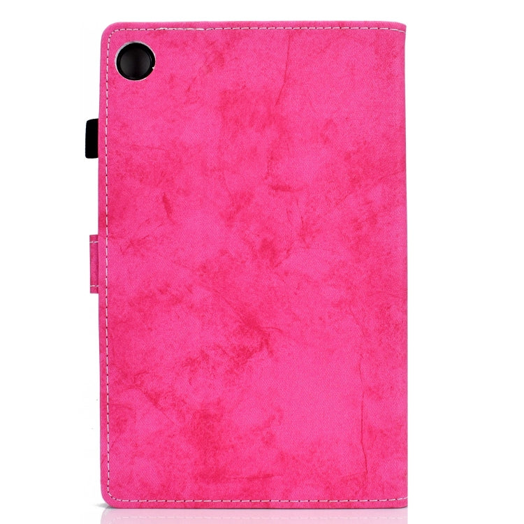 For Samsung Galaxy Tab A11+ / A9+ Marble Style Cloth Texture Smart Leather Tablet Case(Rose Red) by bashfashion