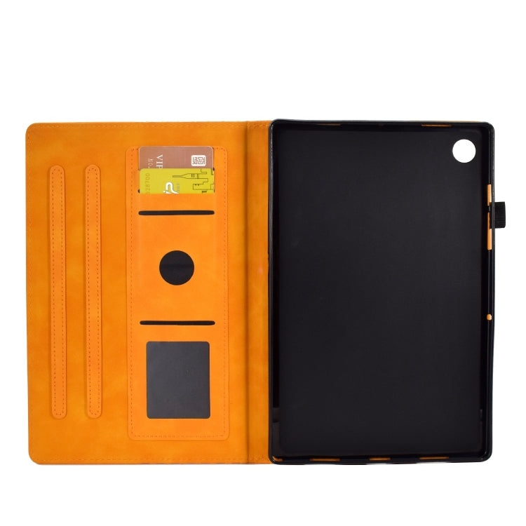 For Samsung Galaxy Tab A11+ / A9+ Rhombus Embossed Leather Smart Tablet Case(Khaki) by bashfashion