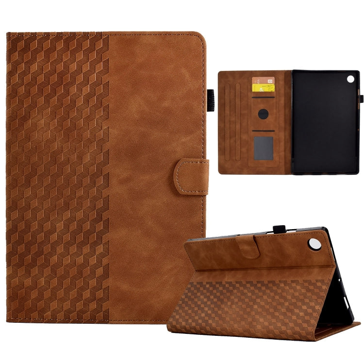 For Samsung Galaxy Tab A11+ / A9+ Rhombus Embossed Leather Smart Tablet Case(Brown) by bashfashion