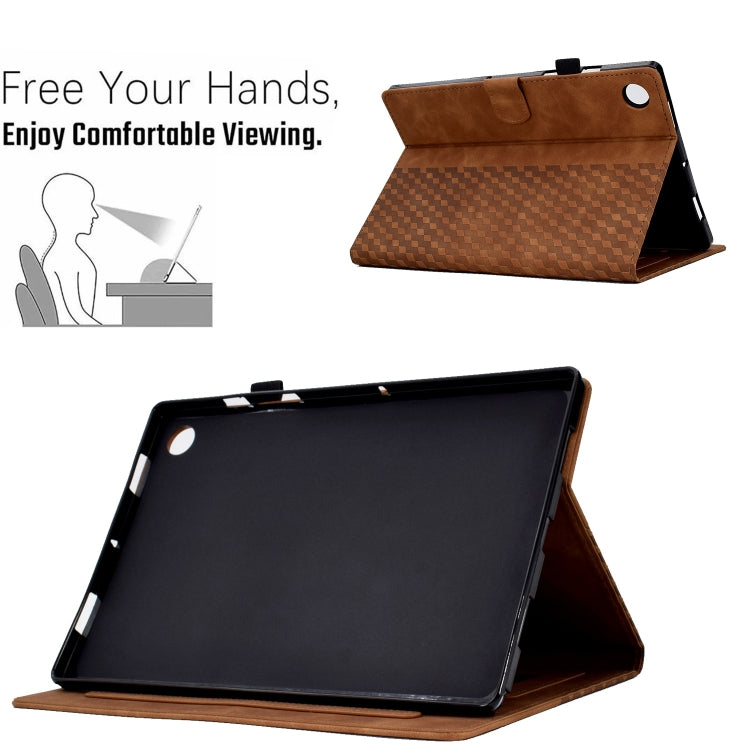 For Samsung Galaxy Tab A11+ / A9+ Rhombus Embossed Leather Smart Tablet Case(Brown) by bashfashion
