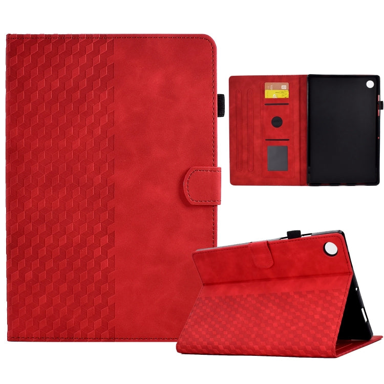 For Samsung Galaxy Tab A11+ / A9+ Rhombus Embossed Leather Smart Tablet Case(Red) by bashfashion