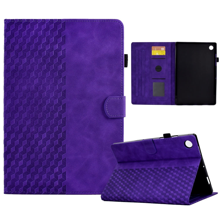 For Samsung Galaxy Tab A11+ / A9+ Rhombus Embossed Leather Smart Tablet Case(Purple) by bashfashion