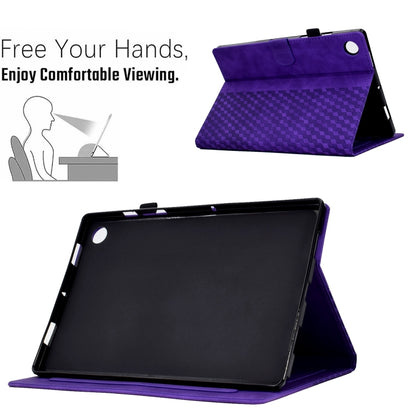 For Samsung Galaxy Tab A11+ / A9+ Rhombus Embossed Leather Smart Tablet Case(Purple) by bashfashion