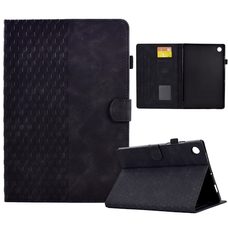 For Samsung Galaxy Tab A11+ / A9+ Rhombus Embossed Leather Smart Tablet Case(Black) by bashfashion