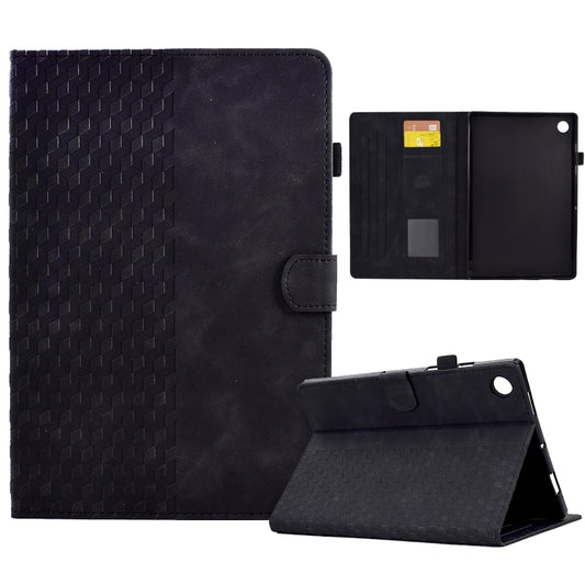 For Samsung Galaxy Tab A11+ / A9+ Rhombus Embossed Leather Smart Tablet Case(Black) by bashfashion