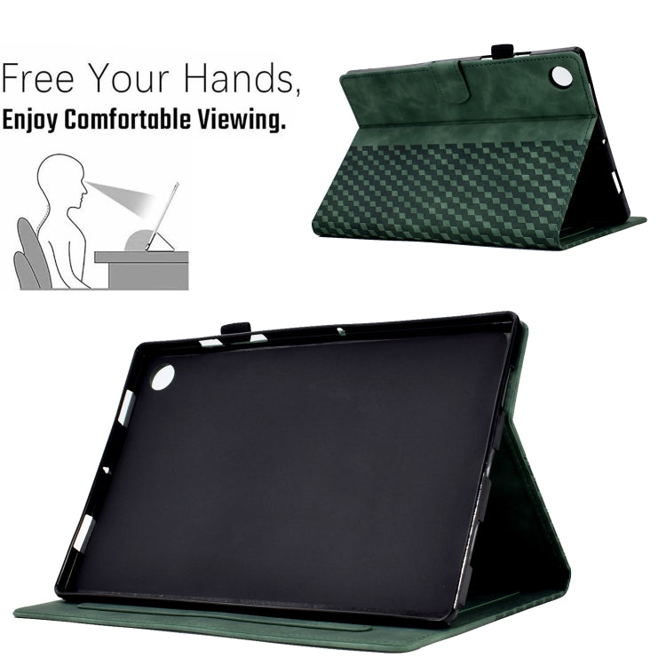 For Samsung Galaxy Tab A11 / A9 Rhombus Embossed Leather Smart Tablet Case(Green) by bashfashion