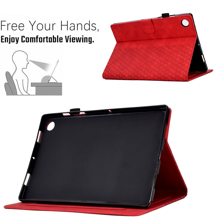 For Samsung Galaxy Tab A11 / A9 Rhombus Embossed Leather Smart Tablet Case(Red) by bashfashion