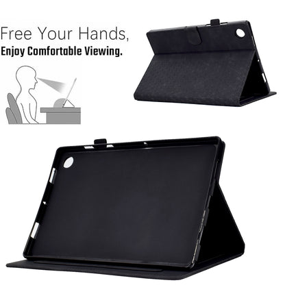 For Samsung Galaxy Tab A11 / A9 Rhombus Embossed Leather Smart Tablet Case(Black) by bashfashion