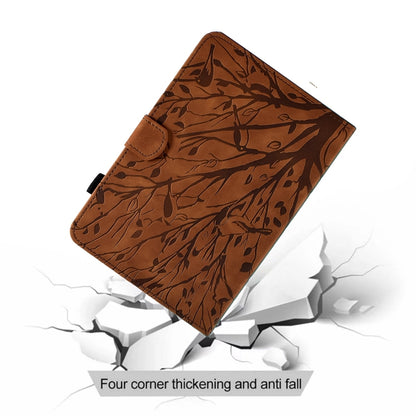 For Samsung Galaxy Tab A11+ / A9+ Fortune Tree Embossed Leather Smart Tablet Case(Brown) by bashfashion