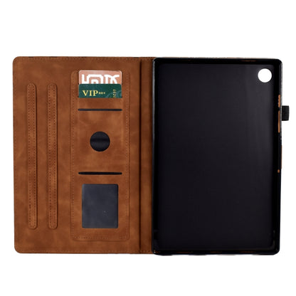 For Samsung Galaxy Tab A11 / A9 Fortune Tree Embossed Leather Smart Tablet Case(Brown) by bashfashion