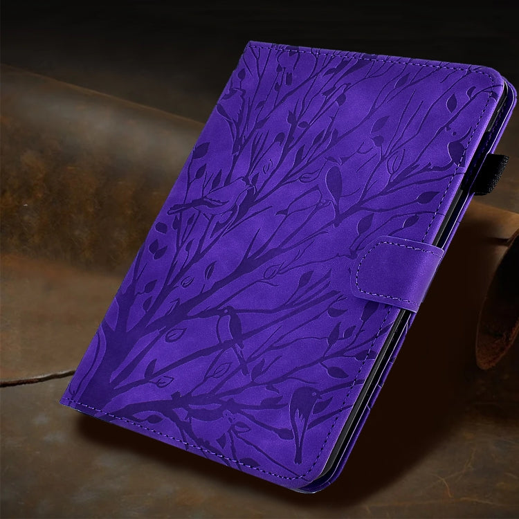 For Samsung Galaxy Tab A11 / A9 Fortune Tree Embossed Leather Smart Tablet Case(Purple) by bashfashion