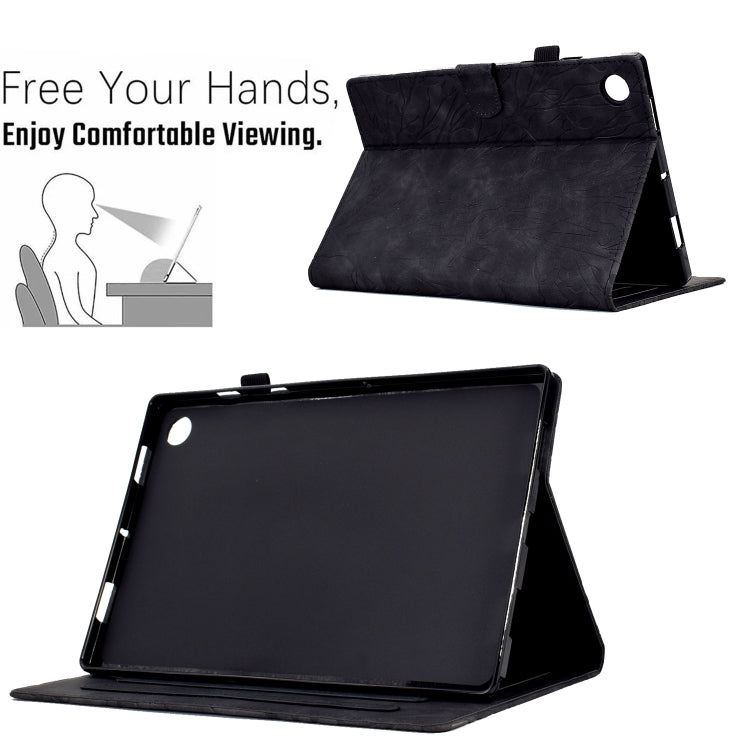For Samsung Galaxy Tab A11 / A9 Fortune Tree Embossed Leather Smart Tablet Case(Black) by bashfashion