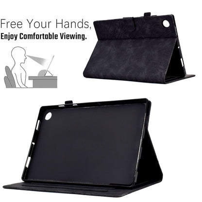 For Samsung Galaxy Tab A11 / A9 Fortune Tree Embossed Leather Smart Tablet Case(Black) by bashfashion
