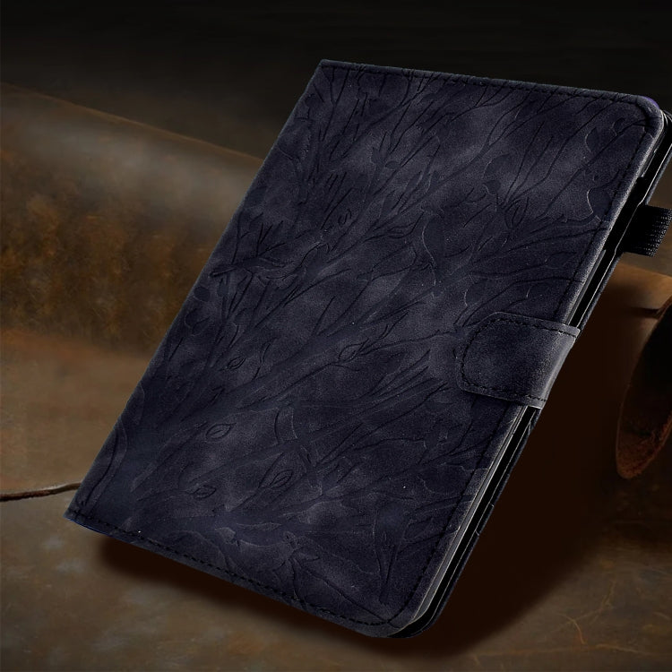 For Samsung Galaxy Tab A11 / A9 Fortune Tree Embossed Leather Smart Tablet Case(Black) by bashfashion