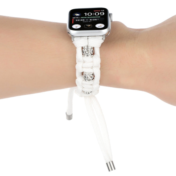 For Apple Watch Series 8 41mm Silk Silver Beads Braided Watch Band(White) by bashfashion