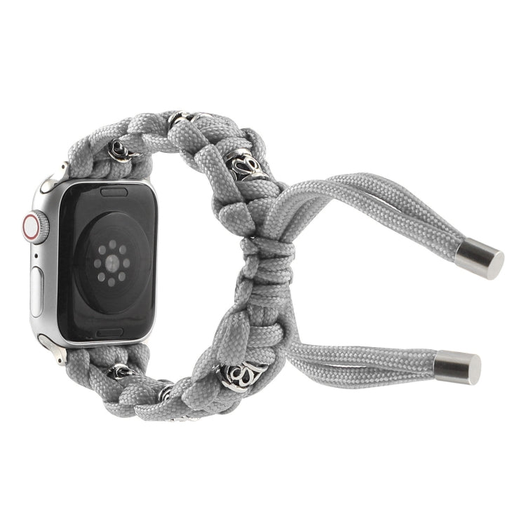 For Apple Watch Series 5 44mm Silk Silver Beads Braided Watch Band(Grey) by bashfashion