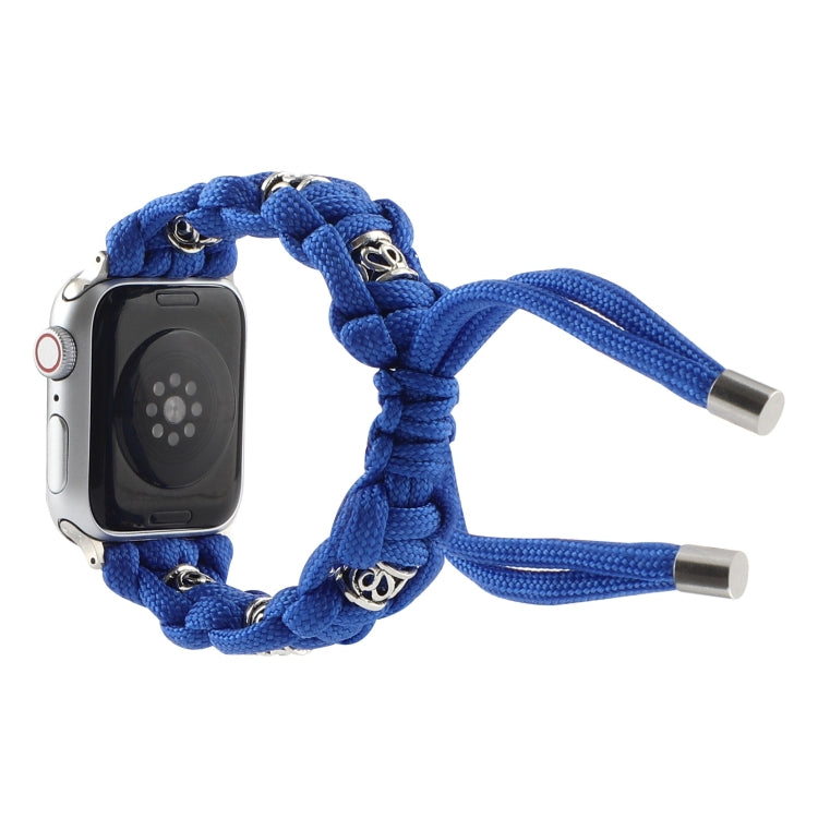 For Apple Watch Series 5 44mm Silk Silver Beads Braided Watch Band(Blue) by bashfashion
