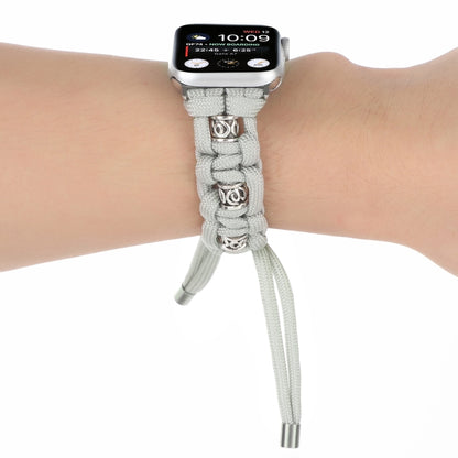 For Apple Watch Series 5 40mm Silk Silver Beads Braided Watch Band(Grey) by bashfashion