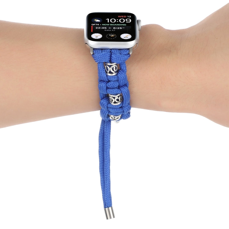 For Apple Watch Series 5 40mm Silk Silver Beads Braided Watch Band(Blue) by bashfashion