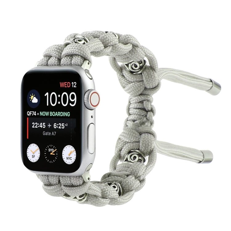 For Apple Watch Series 4 40mm Silk Silver Beads Braided Watch Band(Grey) by bashfashion